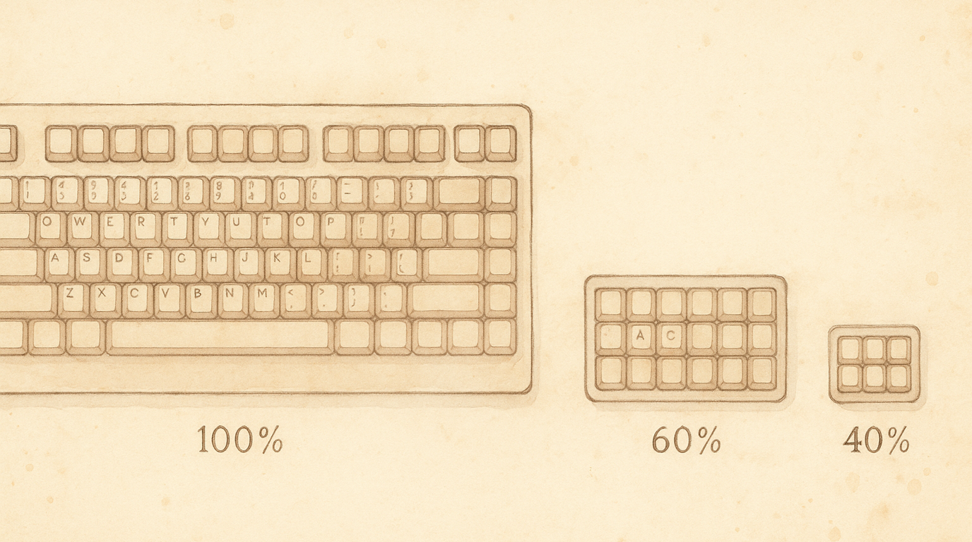 Keyboard sizes — 100%, 60%, and 40%