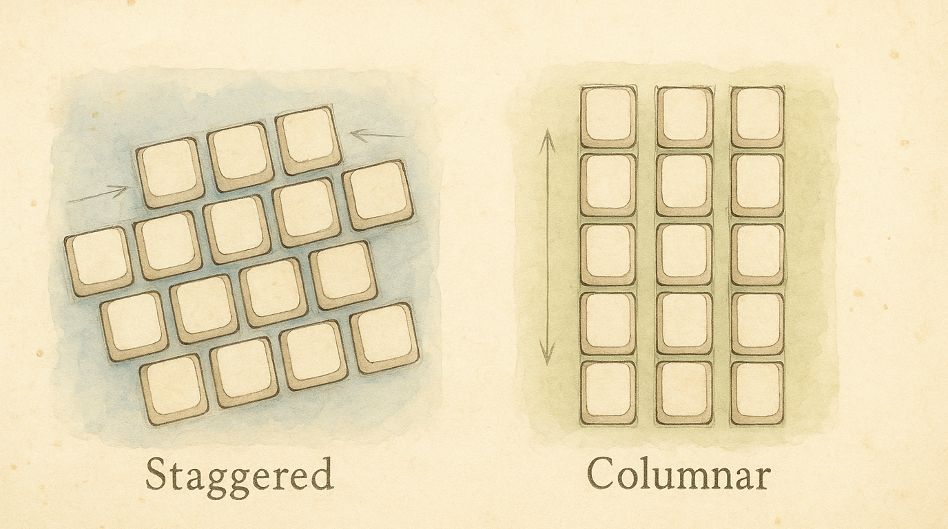 Staggered vs columnar key arrangement