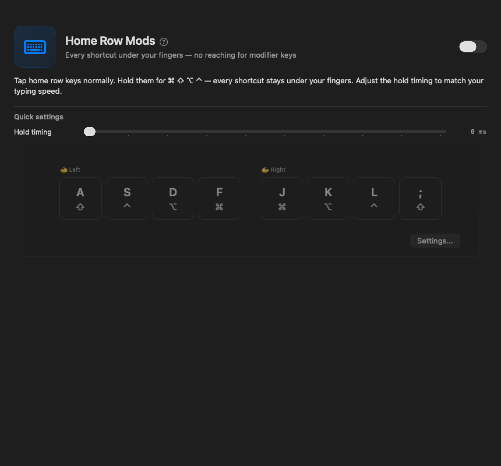 Screenshot — Home Row Mods pack detail